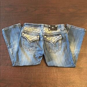 Miss Me Cuffed Capri Jeans with Lace Detail Size 29